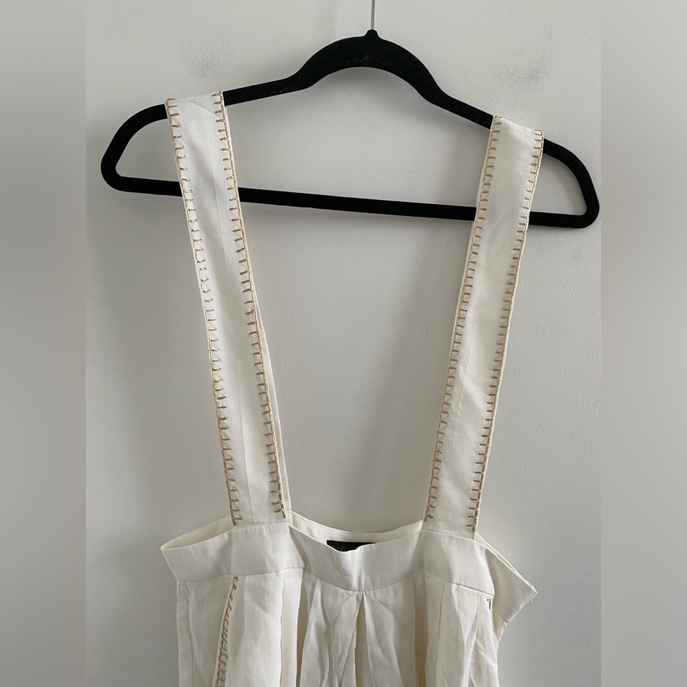 Carolina K White & Gold Silk Crepe Overalls - Picture 3 of 9